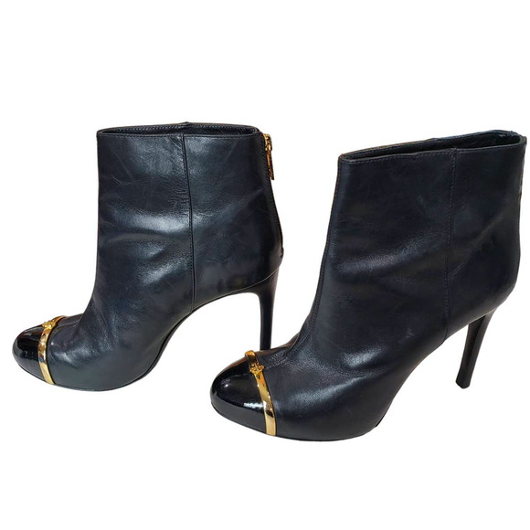 Tory Burch Shoes - Tory Burch Black Leather Pacey Ankle Boots Patent Leather ToeCap Size 8